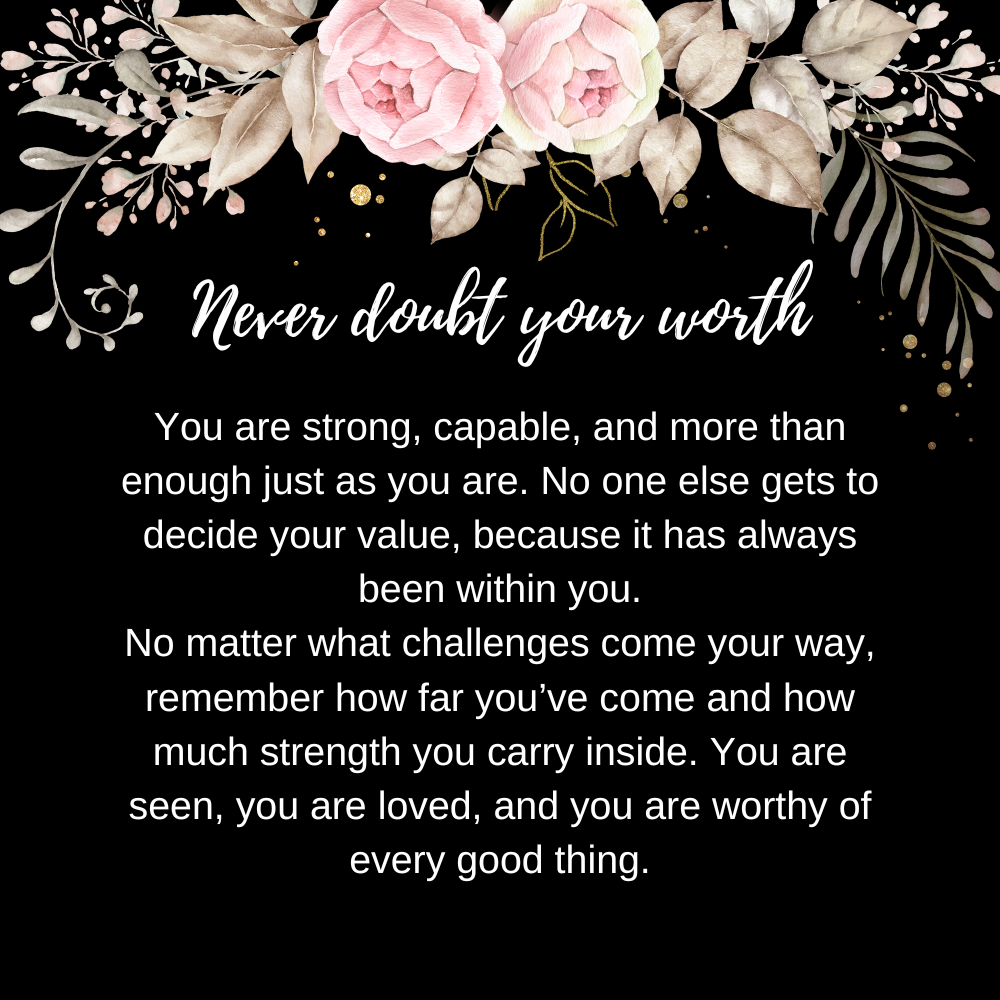 never doubt your worth message card