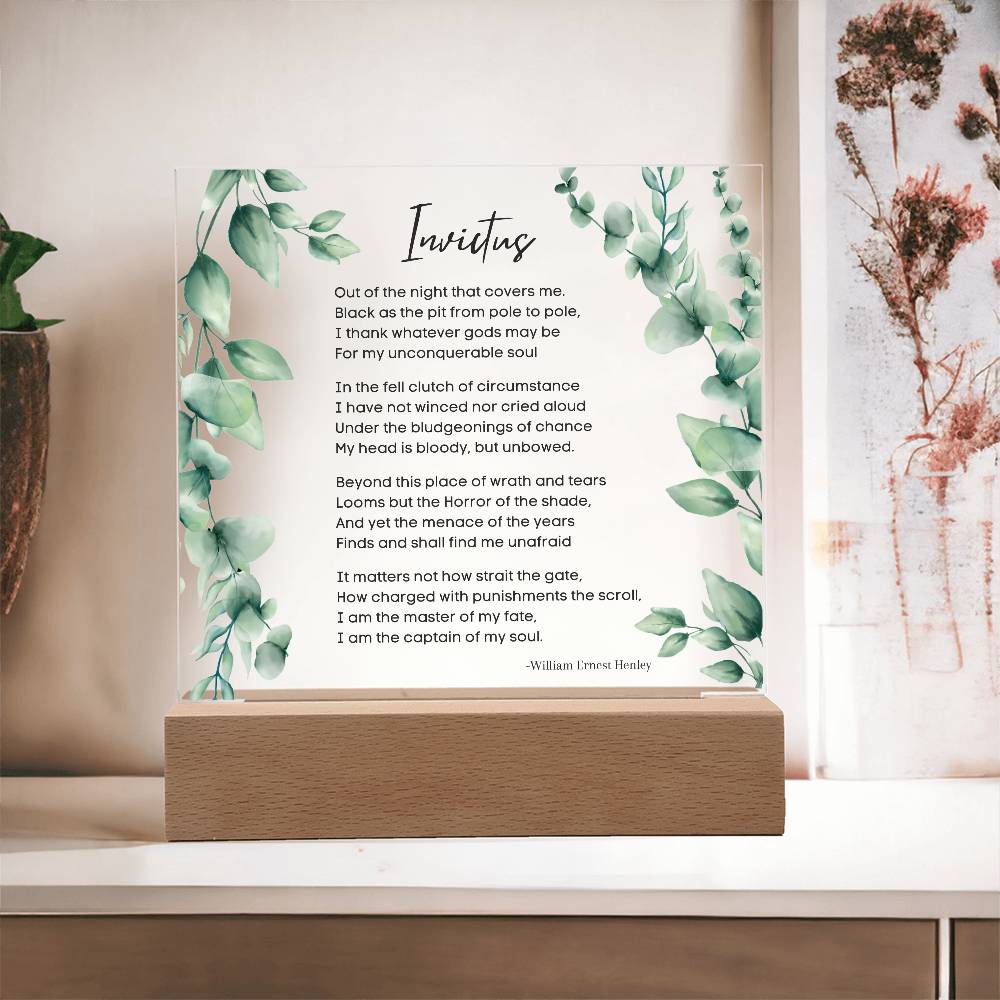 Invictus Poem Plaque Inspirational & Motivational Decor