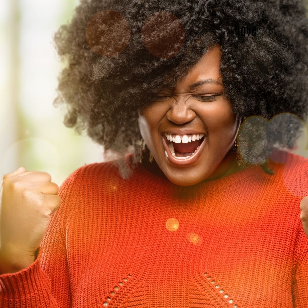 Woman celebrating victory