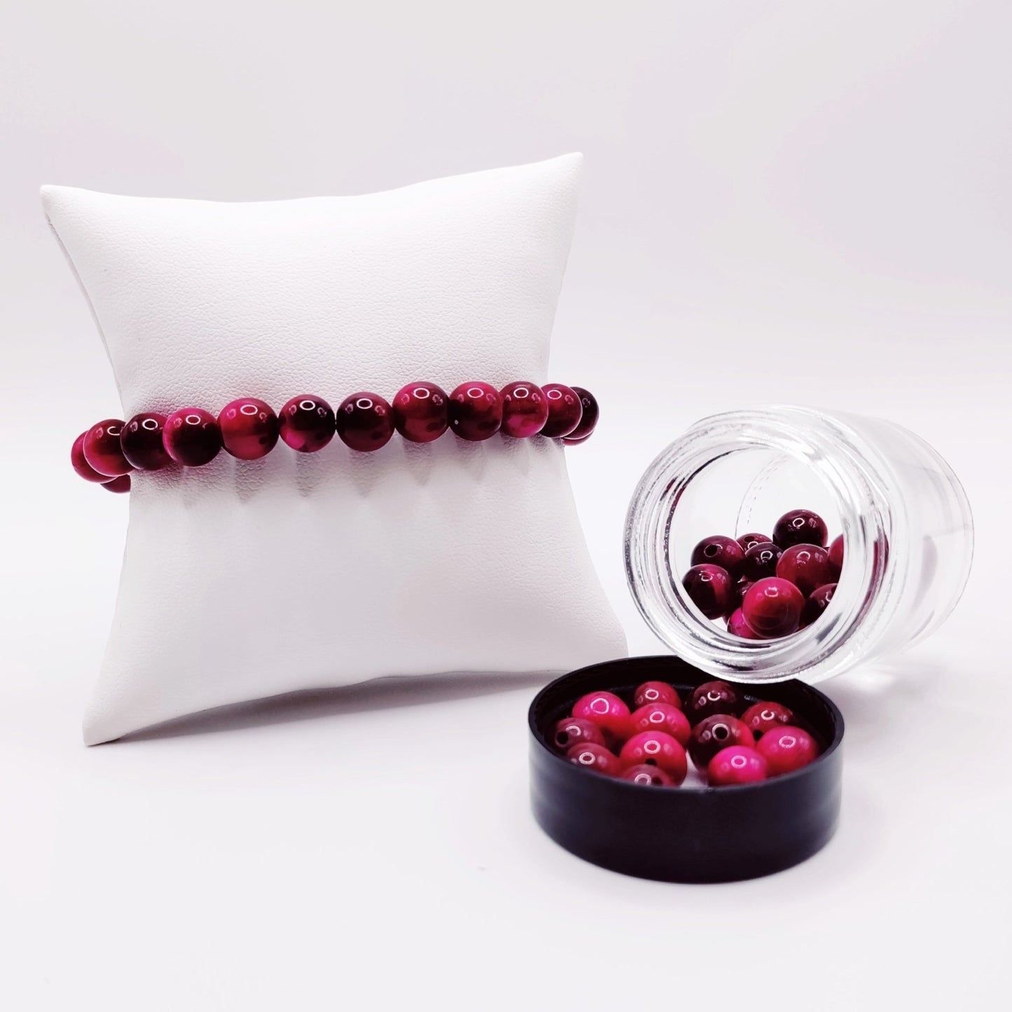 Goal Tracker Fuchsia Tiger's Eye Beads