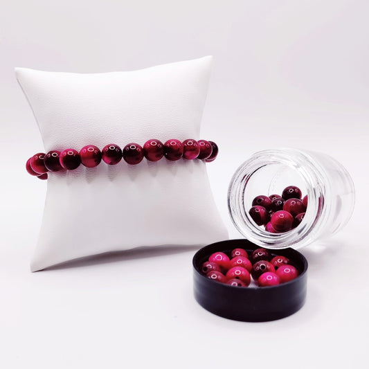 Goal Tracker Fuchsia Tiger's Eye Beads