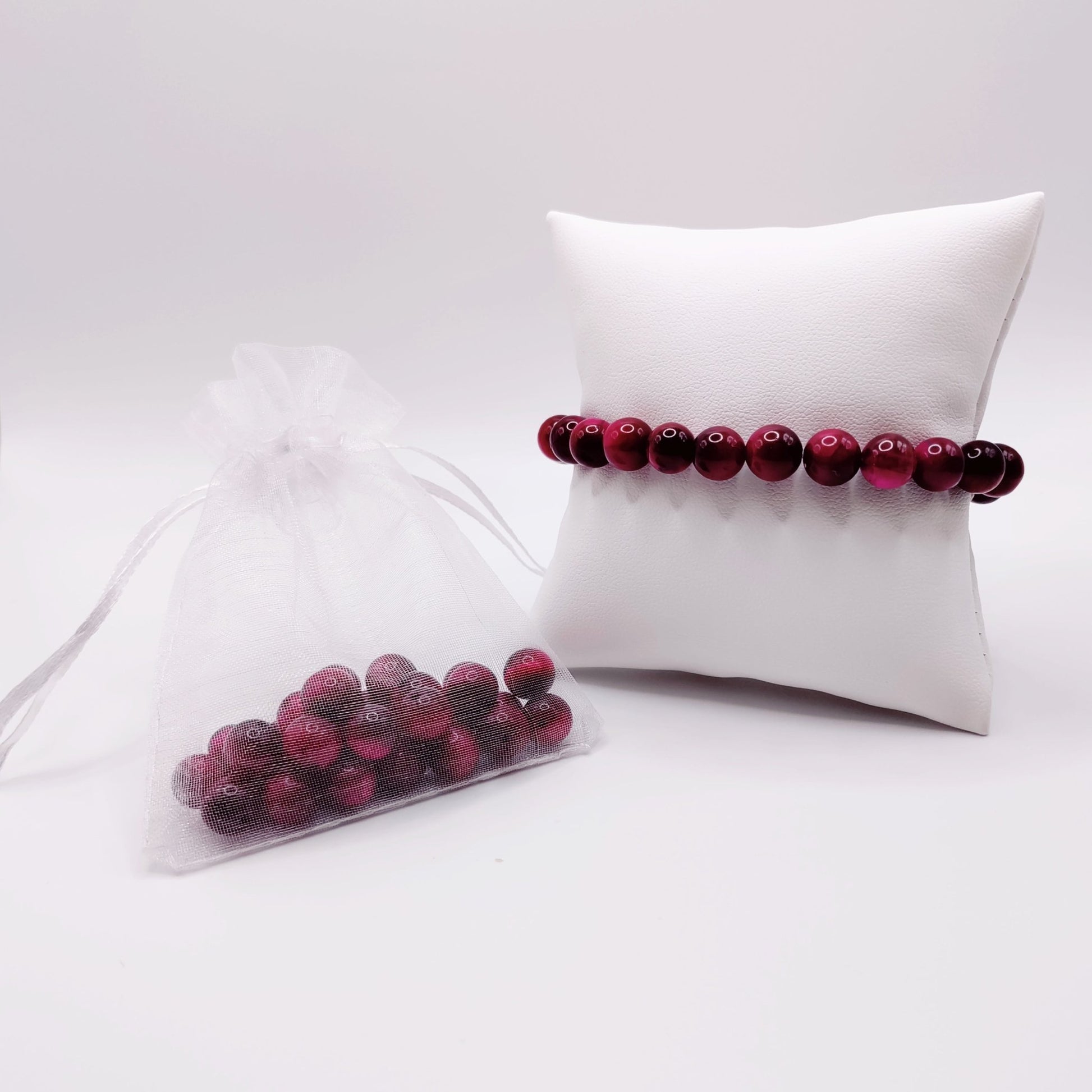 Goal Tracker Fuchsia Tiger's Eye Beads