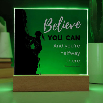 Hiking Believe You Can plaque green