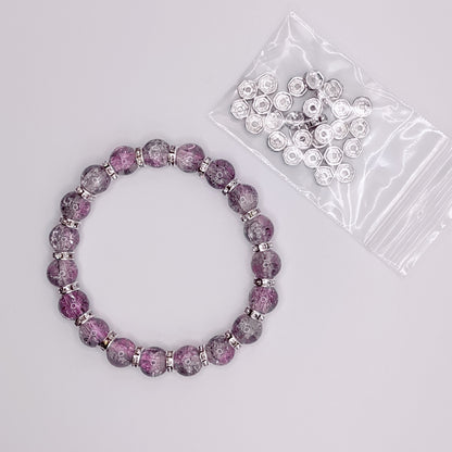 Purple Crackle Beads with Silver Rims