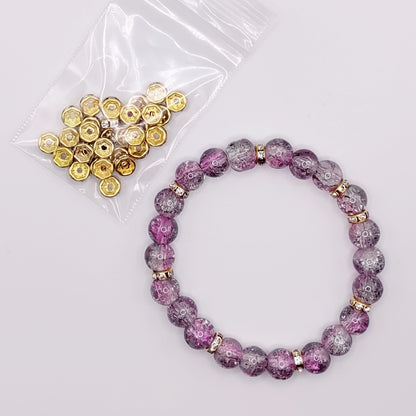 Purple Crackle Beads with Gold Rims