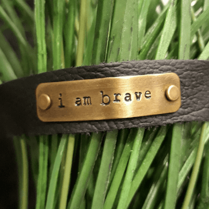 I Am Brave Leather Bracelet 
