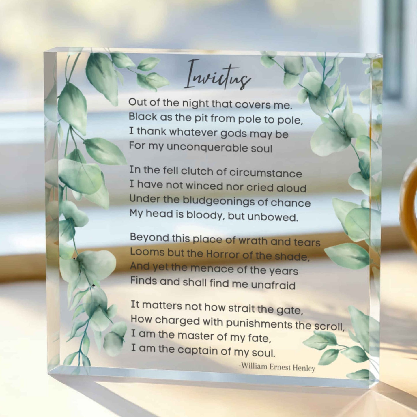 Invictus poem plaque