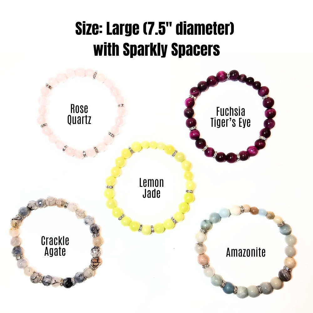 Large Natural gemston Bracelets with sparkly spacers