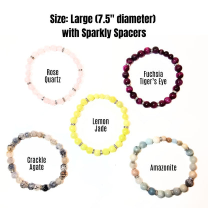 Large Natural gemston Bracelets with sparkly spacers