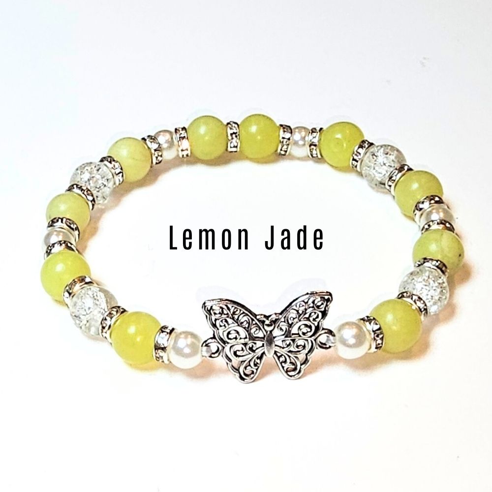 Lemon Jade Butterfly Bracelet