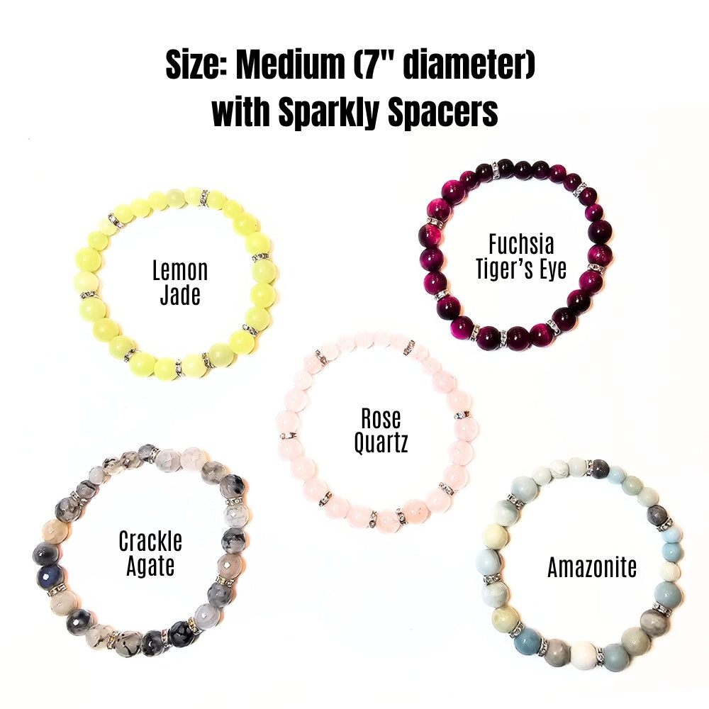 Medium sparkly spacers natural gemstone braclet 