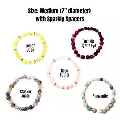 Medium sparkly spacers natural gemstone braclet 