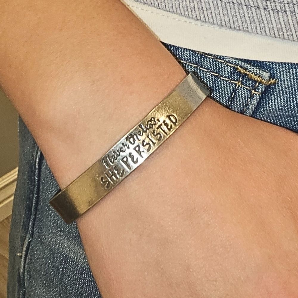 Never the less, she persisted cuff bracelet