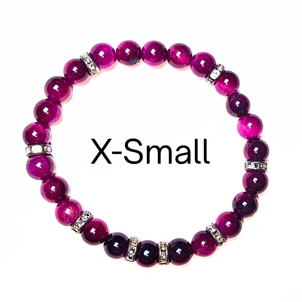 x small fuchsia tigers eye bracelet