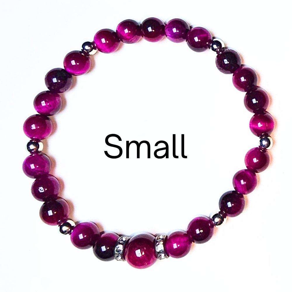 small fuchsia tigers eye bracelet