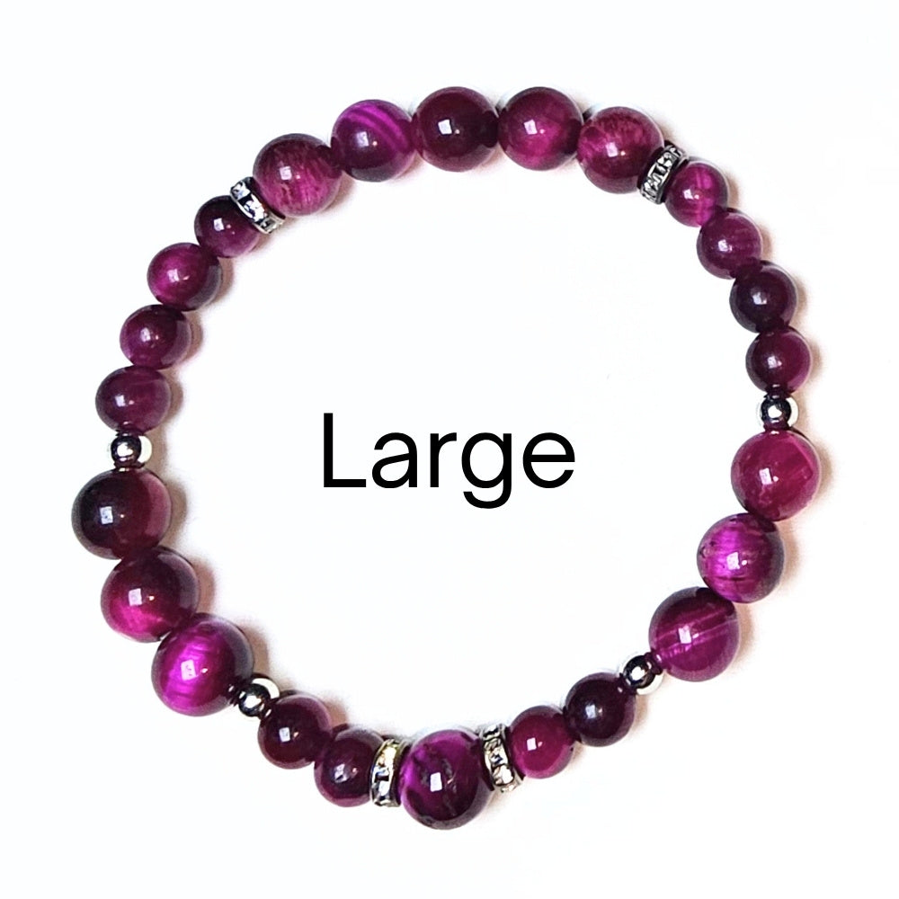 large fuchsia tigers eye bracelet