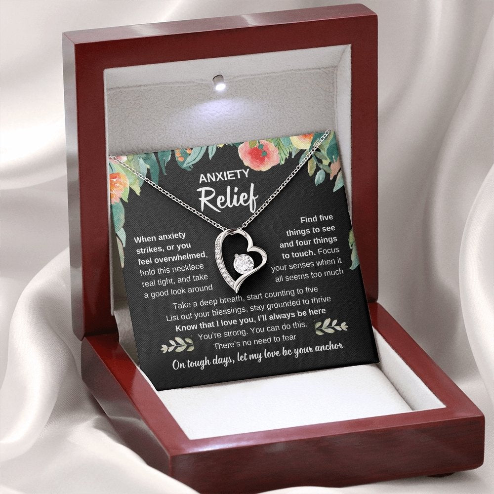 anxiety silver heart pendant lux box