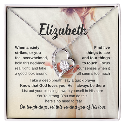 Personalized Christian Support Necklace for Anxiety, Stress, Overwhelm