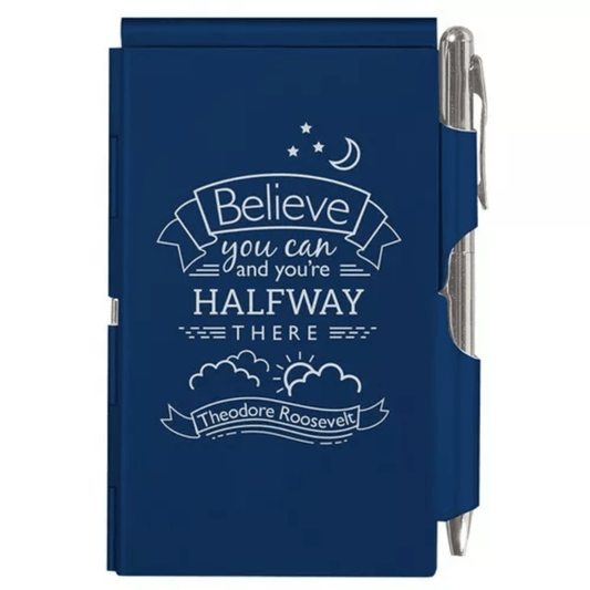 "Believe You Can" Engraved Metal Pocket Notepad & Pen – Inspirational Refillable Gift for Motivation & Success
