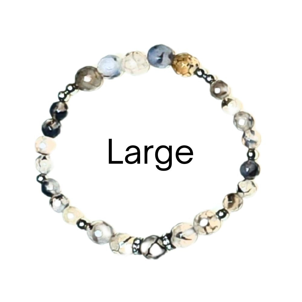black and gray crackle agate Large grounding bracelet
