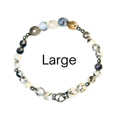 black and gray crackle agate Large grounding bracelet