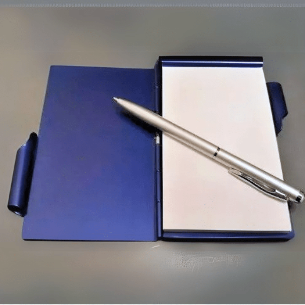 Blue Cute Funny French Bulldog Metal Pocket Notepad & Pen – Refillable Gift for Dog Lovers,