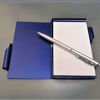 Blue Cute Funny French Bulldog Metal Pocket Notepad & Pen – Refillable Gift for Dog Lovers,