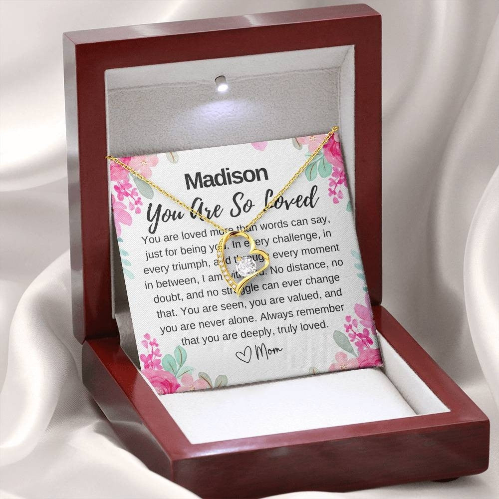 custom you are loved gold necklace lux box
