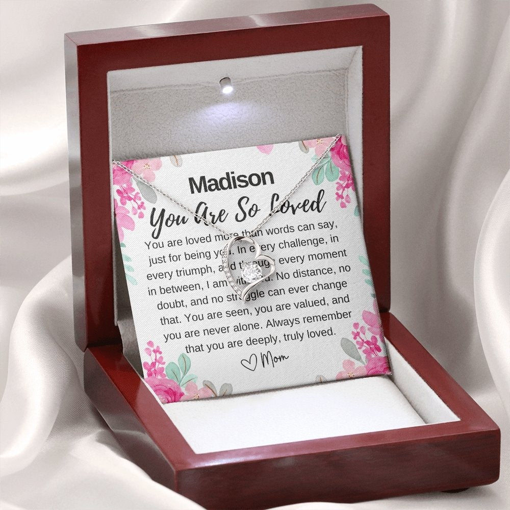 custom you are loved silver necklace lux box
