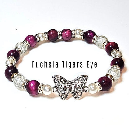 fuschia tigers eye goal bracelet