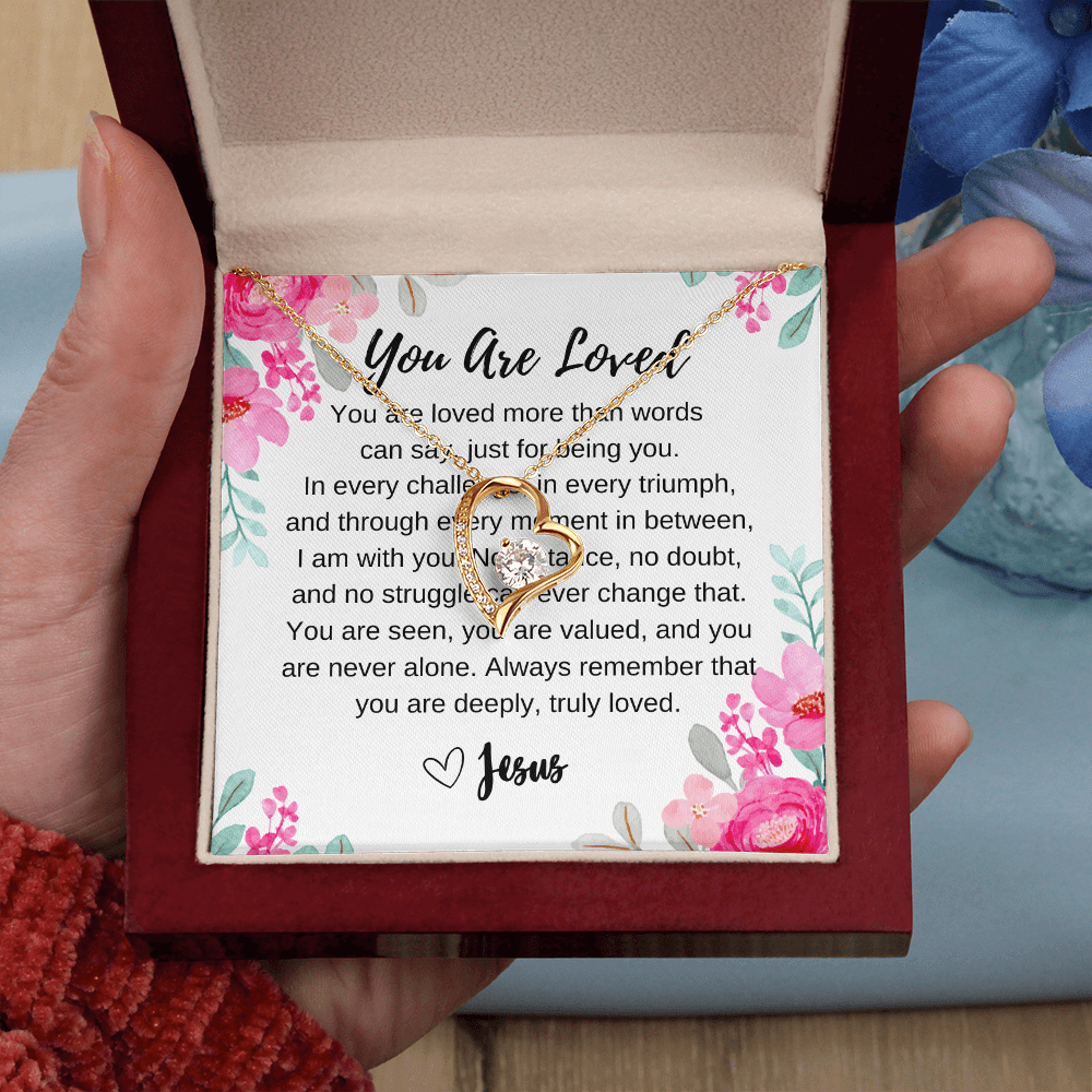 Heart - Shaped “You Are Loved” Necklace – Faith - Based Christian Gift for Women with Message from Jesus