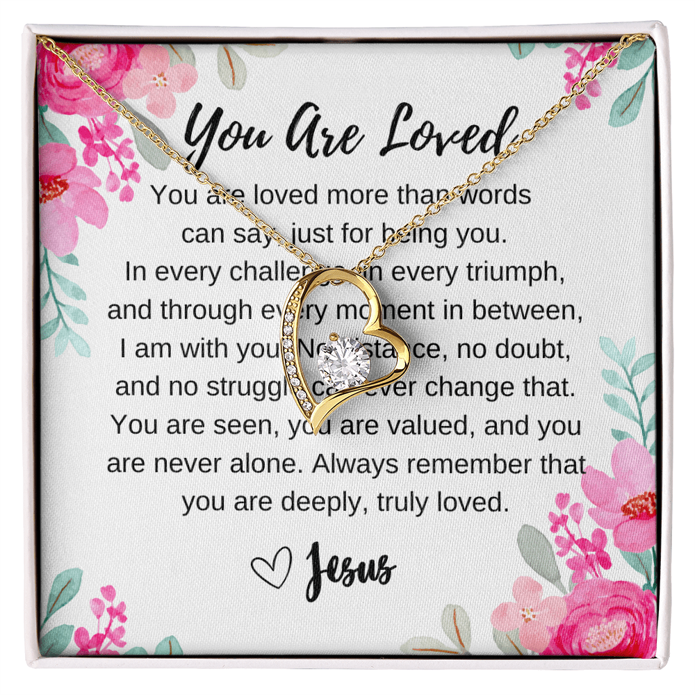 Heart - Shaped “You Are Loved” Necklace – Faith - Based Christian Gift for Women with Message from Jesus