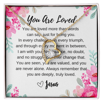 Heart - Shaped “You Are Loved” Necklace – Faith - Based Christian Gift for Women with Message from Jesus