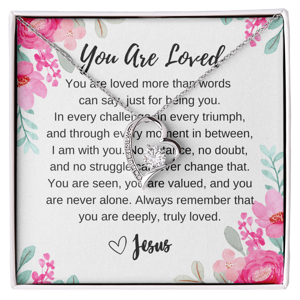 Heart - Shaped “You Are Loved” Necklace – Faith - Based Christian Gift for Women with Message from Jesus