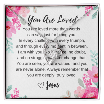 Heart - Shaped “You Are Loved” Necklace – Faith - Based Christian Gift for Women with Message from Jesus