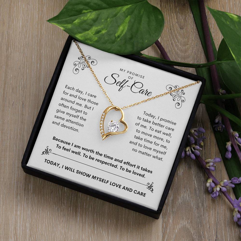 my promise of self care gold necklace