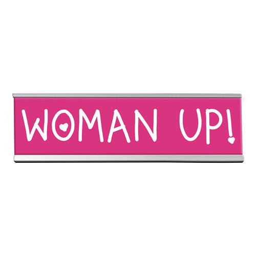 "Woman Up! Desk Sign – Motivational Office Decor for Empowered Women | Desk Nameplate | Boss Babe Gift"